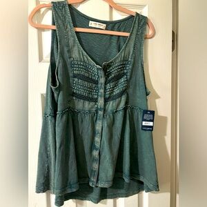 Lucky Brand NWT peplum tank size S in distressed green